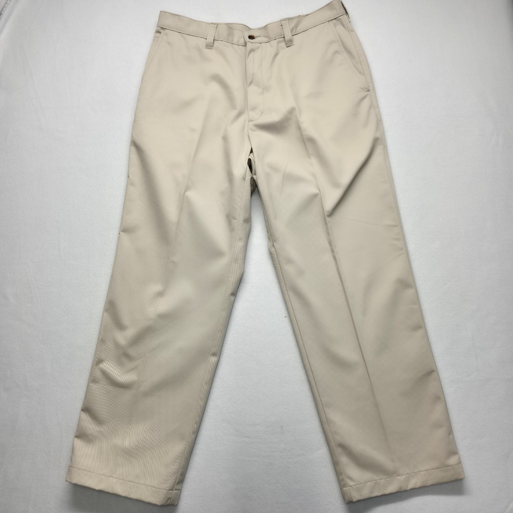 Haggar Men's Everywhere Khaki Tan‎ Flat Front Size 34x30 NWT